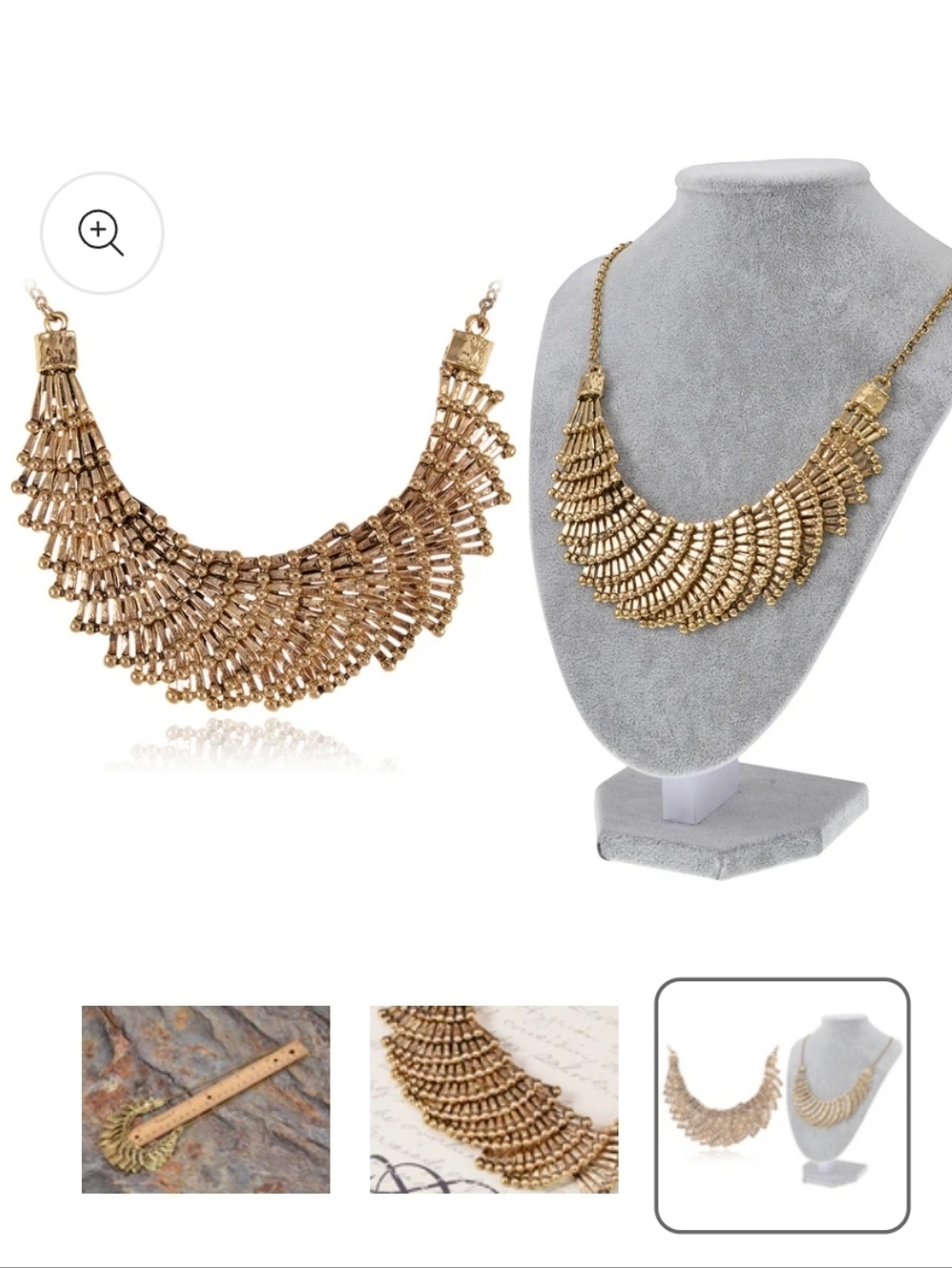 Alexandria Japanese Fan Overlay Design Collar Necklace.